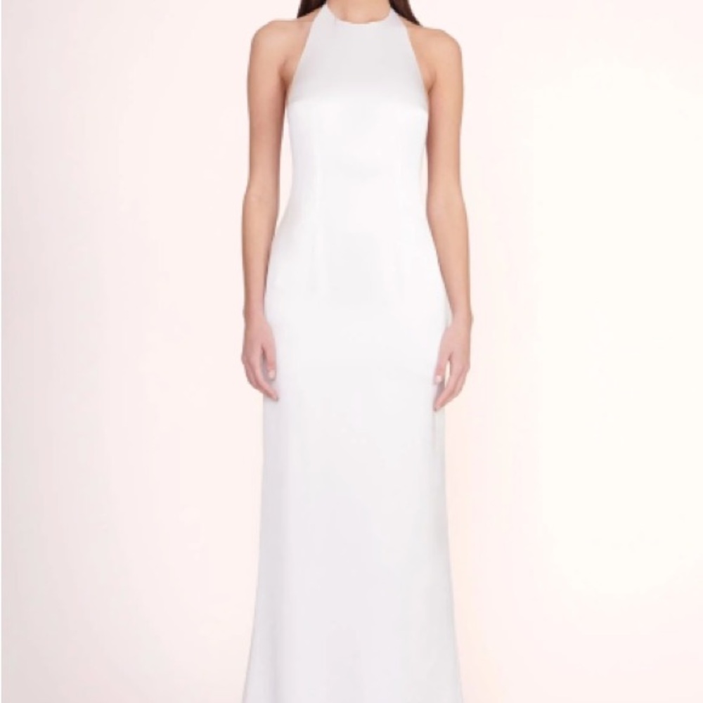 STAUD Janet White Satin Dress
